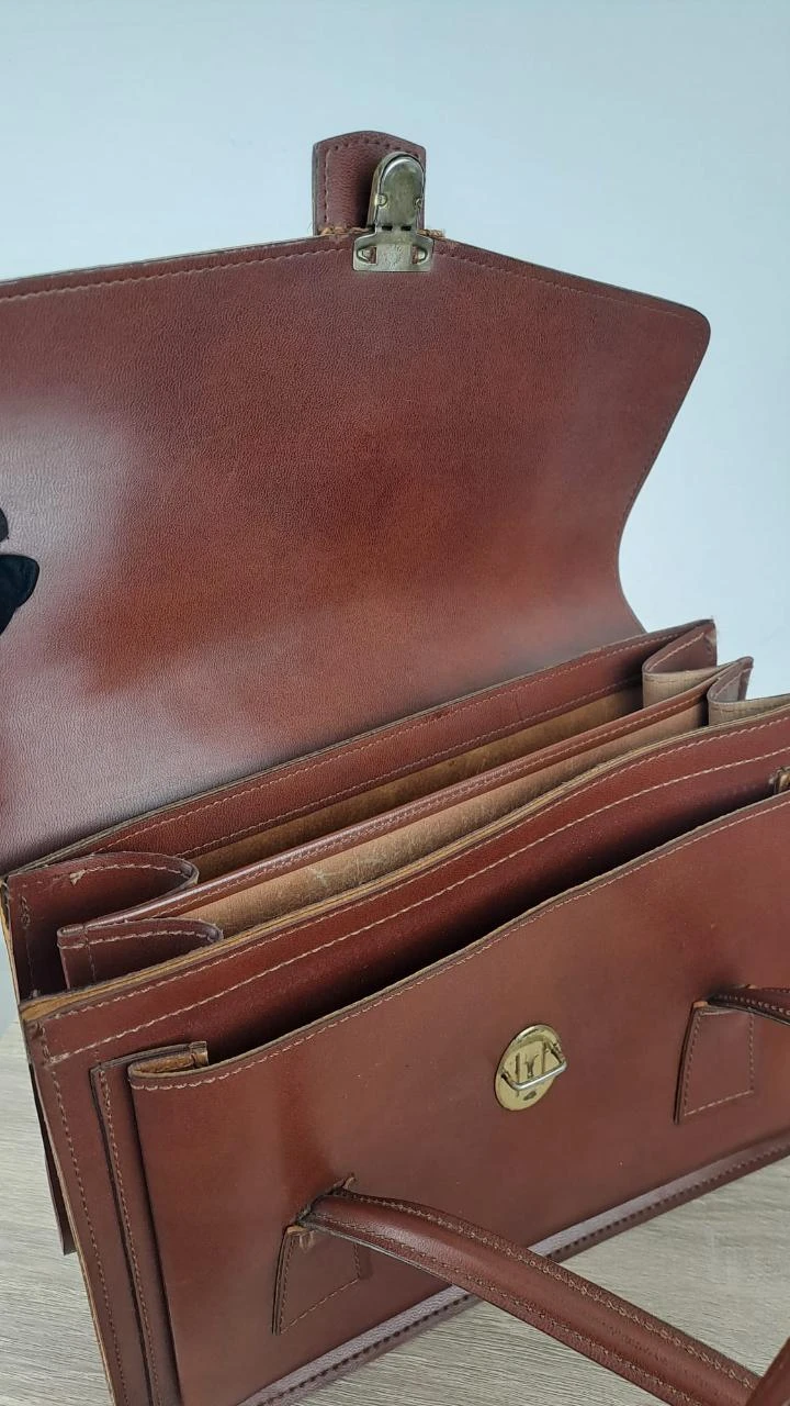 Vintage / Retro / Brown / Women / Leather / 155 Bitting Satchel Handbag / Vintage Dressing – photo 7